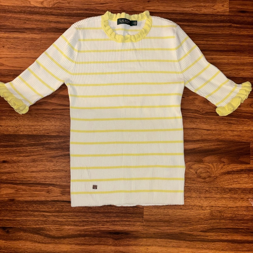 Ralph Lauren Yellow and White Striped Top